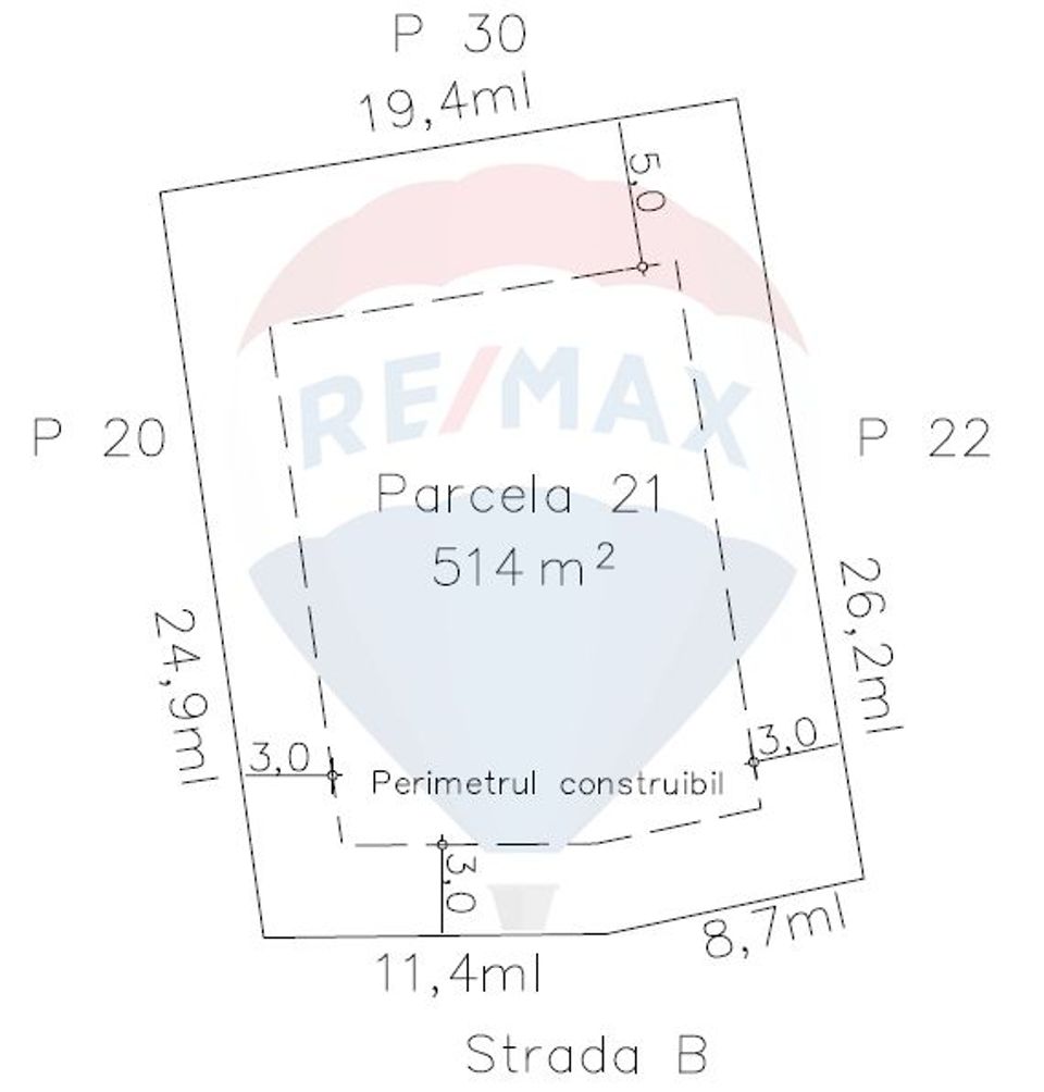 Land 514sqm Sub Coasta / Strada Principala