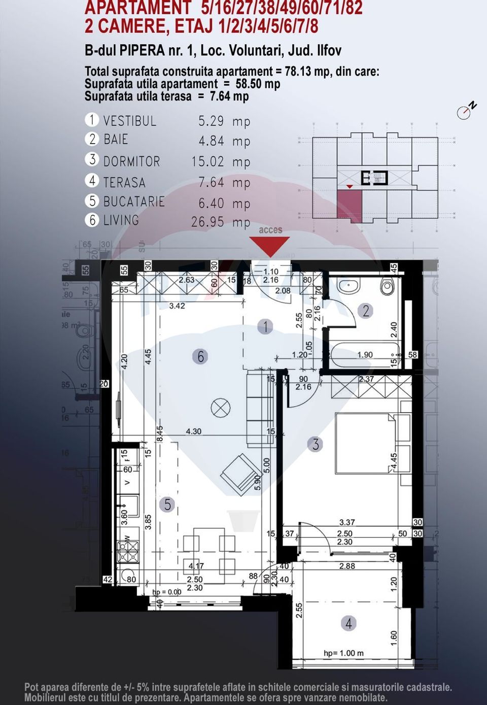 Apartament 2 camere Confort Nord Tower | INVESTITIE | Loc parcare subt