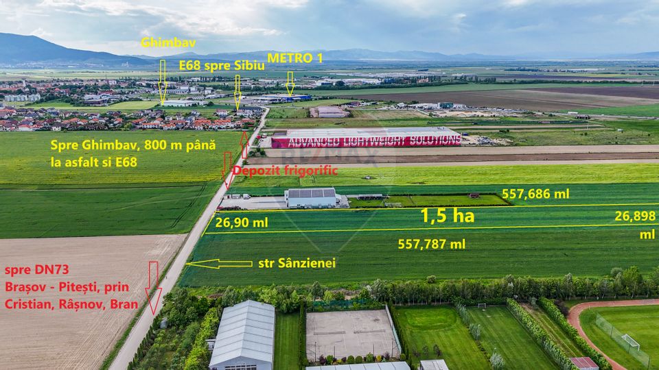 Teren 1.5ha Ghimbav / Comision 0/Strada Sanzienei/ Industrial