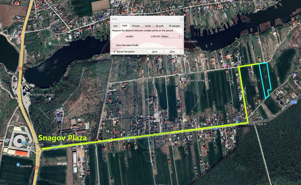 Teren intravilan, 9195 mp, dubla deschidere,Vladiceasca/Snagov