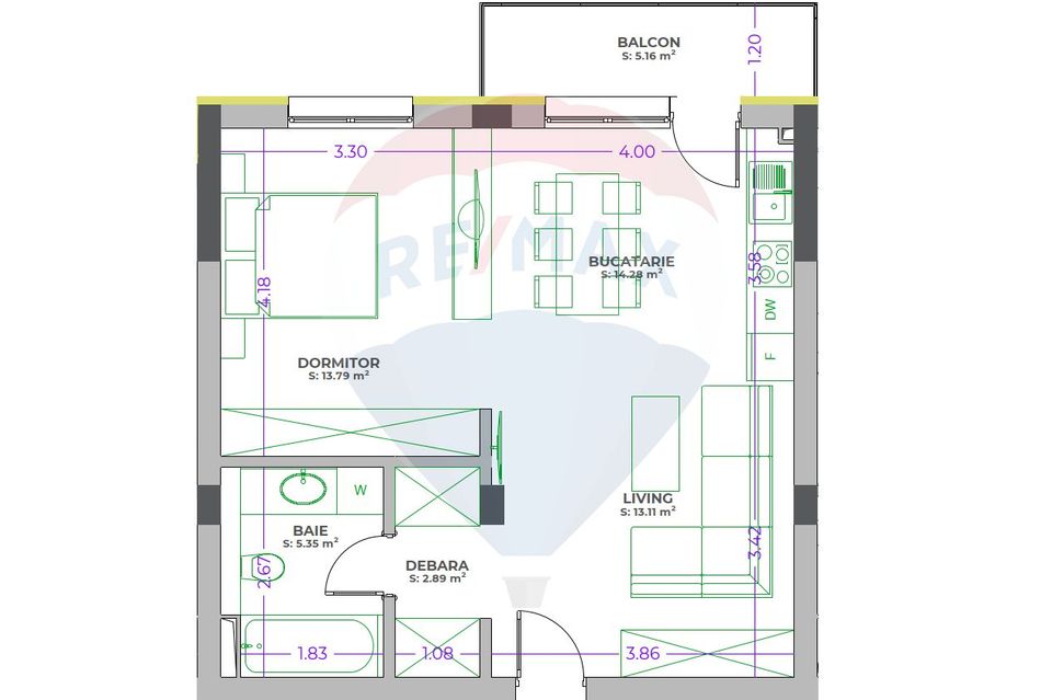 Apartament 2 camere | ROKMAN | Zona Tractorul | Tiberiu Eremia 12