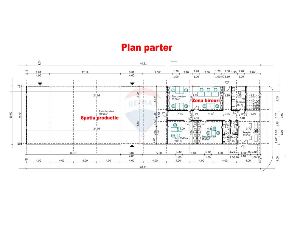 Industrial hall for sale 560sqm, land 1540sqm Balotesti Ilfov