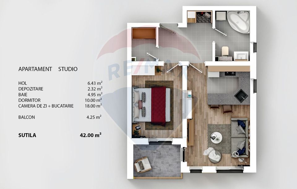 Comision 0 | Garsonieră cu grădină 39 mp Sanpetru Mall