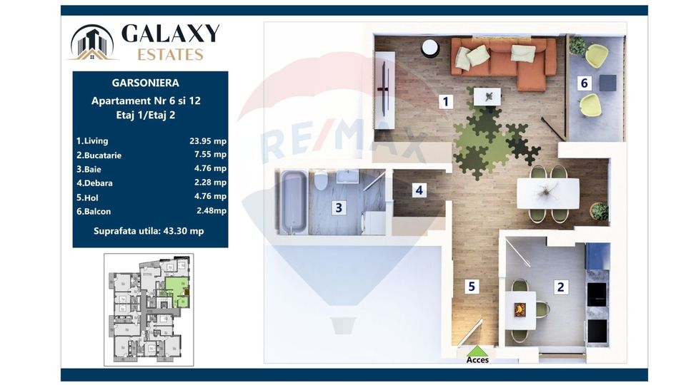 COMISION 0% Garsonieră/ Tractorul / Galaxy Estates