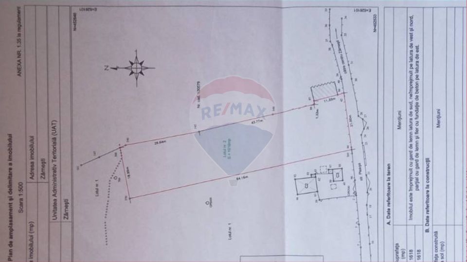 Teren în Zărnești intravilan de 1,618 mp / zona Strada Pleașă