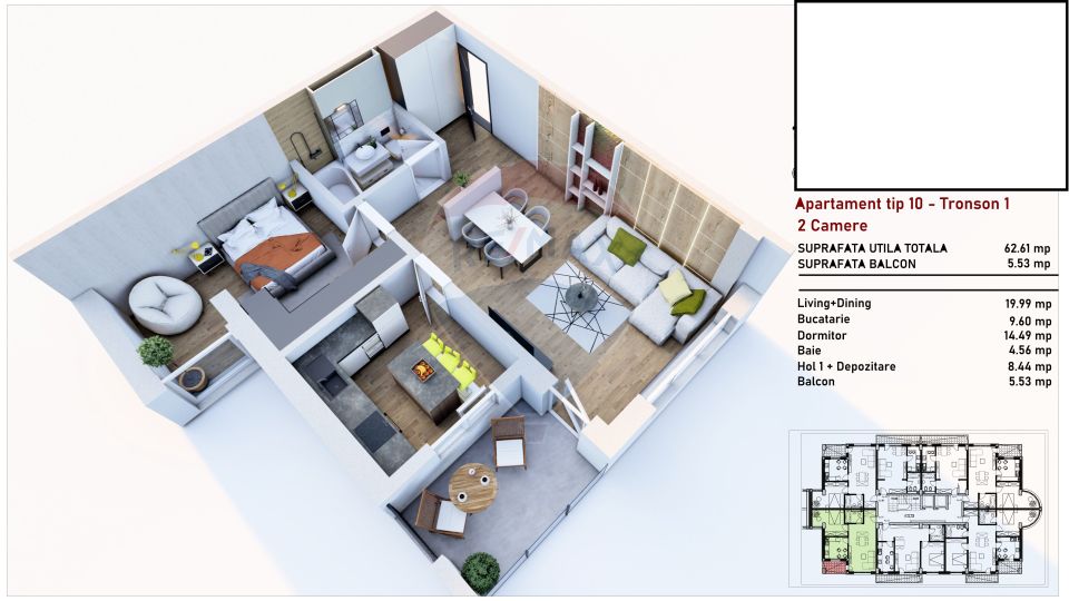 Apartament de vanzare cu 2 camere / zona Coresi Mall