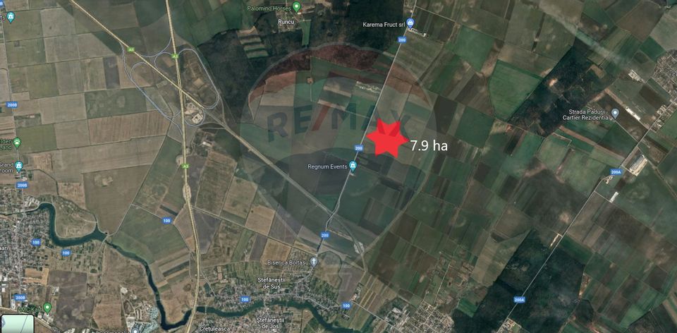 Teren intravilan 7.9 ha, Afumati, deschidere 120m Soseaua Stefanesti