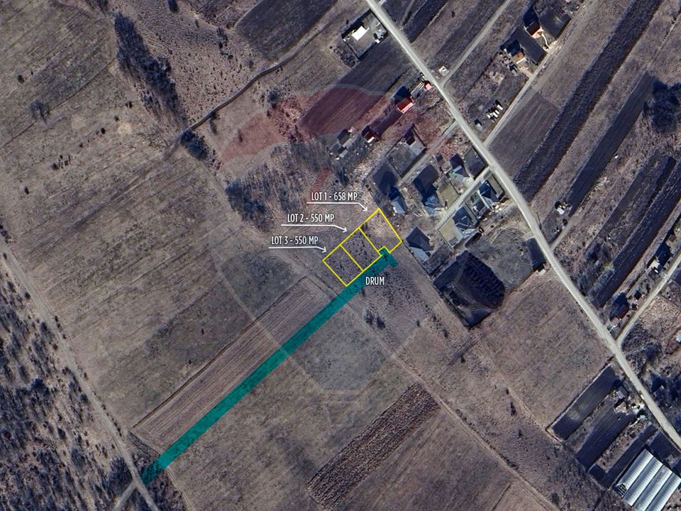 De vânzare parcelare teren Fânațe | 3 loturi | 550 mp + drum privat