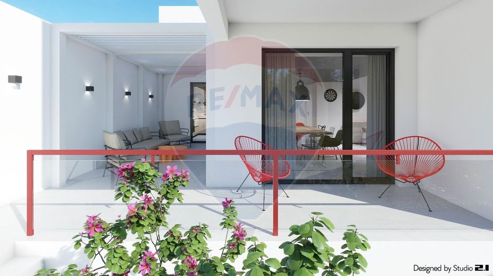 Minimalistic Luxury Garden Apartment with Industrial Interior design