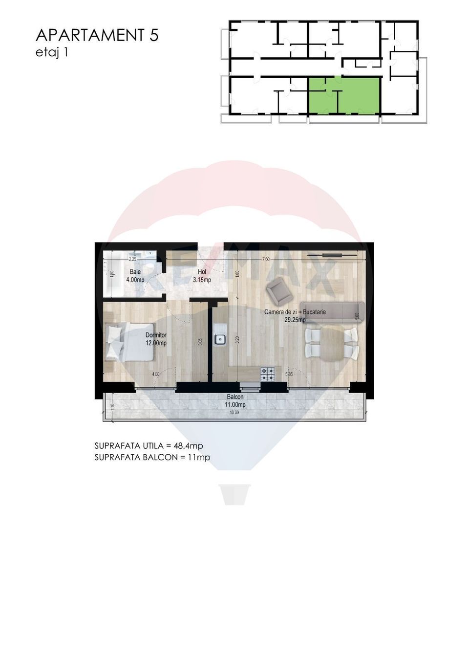 2 room apartment - 59 sqm, metro station, underground parking