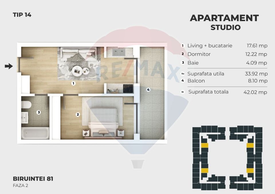 2 room Apartment for sale, Est area