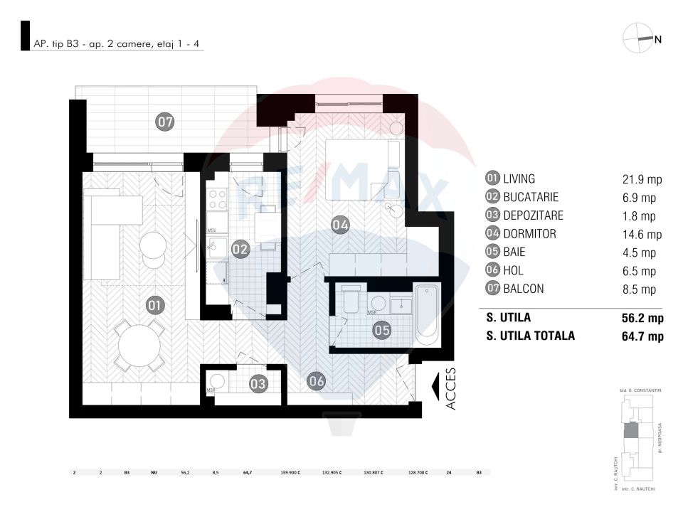 Aviatiei | Pipera | Henri Coanda 2 cam zona aerisita, bloc nou