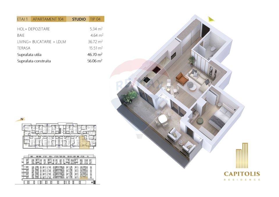 1 room Apartment for sale, Tractorul area