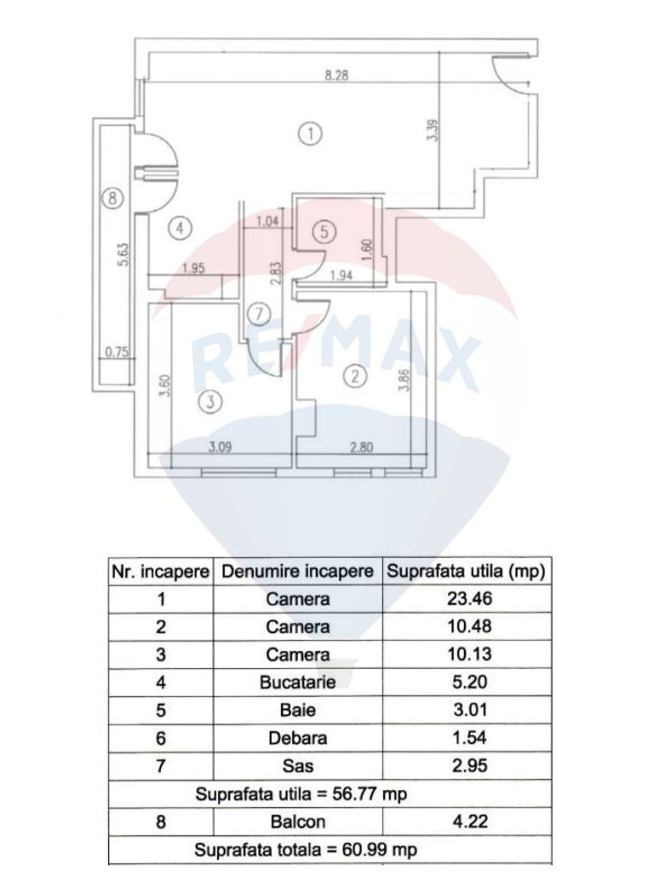 Apartament 3 camere de inchiriat 61 mp Matei Voievod Iancului
