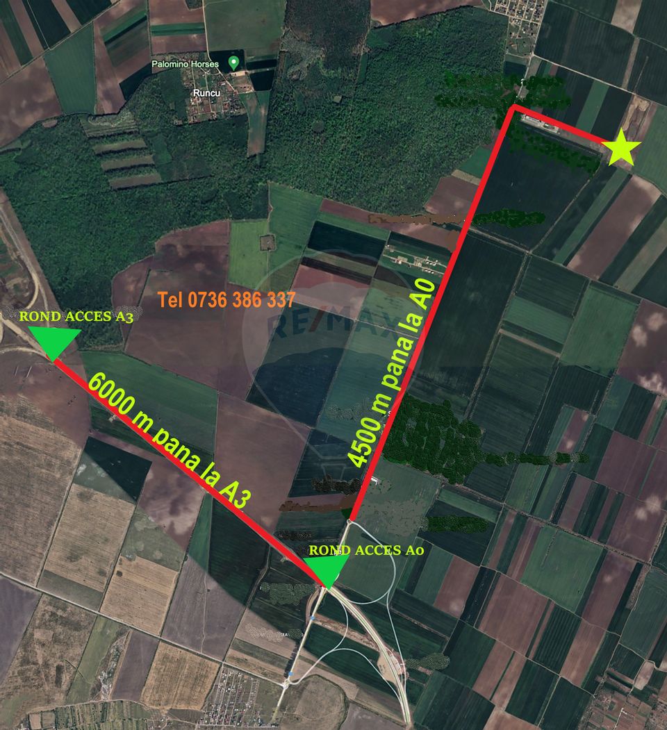 Teren intravilan, 5.4 ha, Afumati / acces Soseaua Stefanesti, A0 si A3