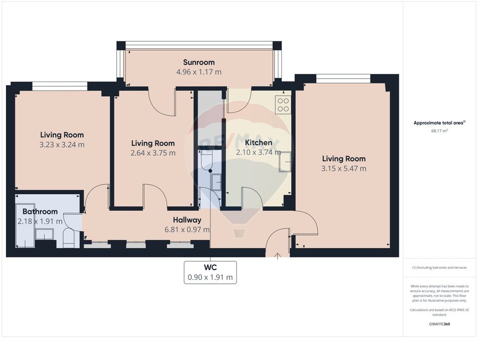 3 room Apartment for rent, Garii area