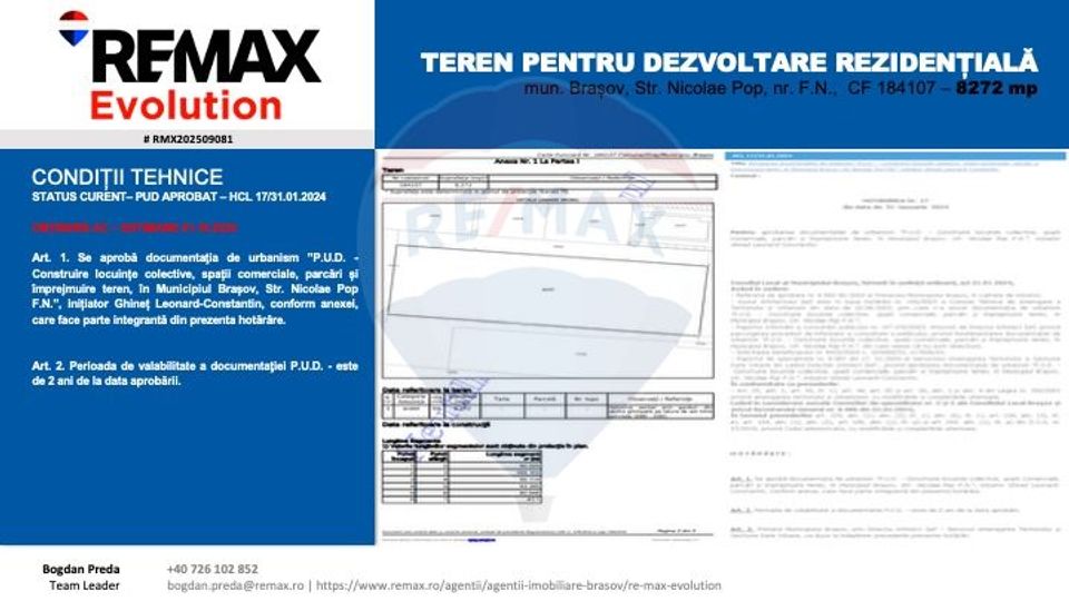 Teren pentru Dezvoltare Rezidențială – COMISION 0%