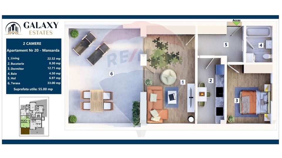 COMISION 0% Apartament 2 camere/ Tractorul / Galaxy Estates