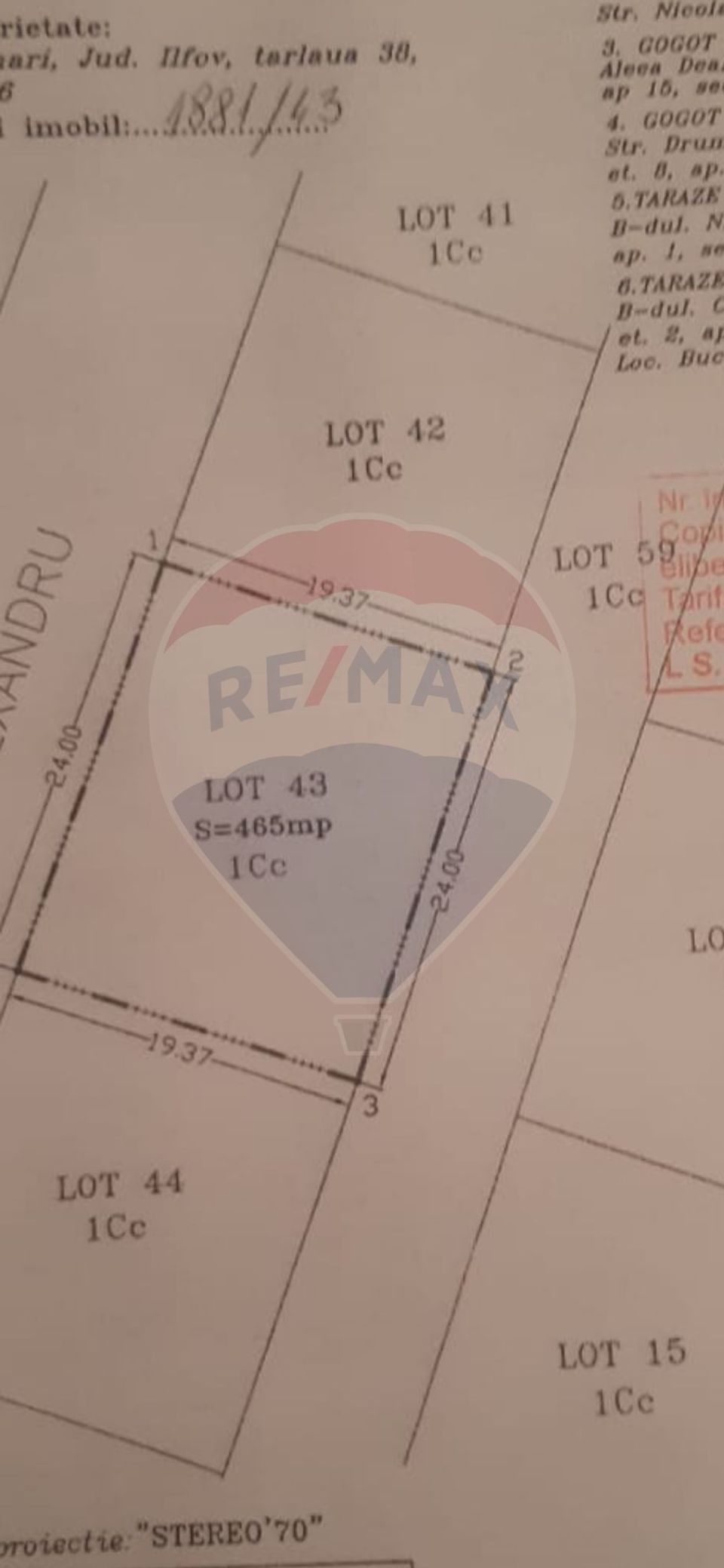 Land 465sqm Tunari / 1 Decembrie Street