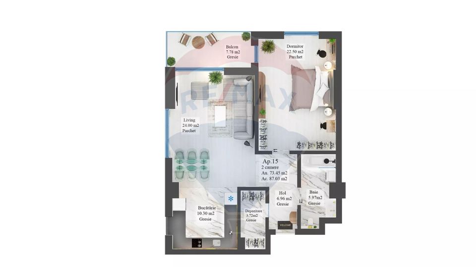 Apartament vânzare în Brașov, Noua, 75,23 mp