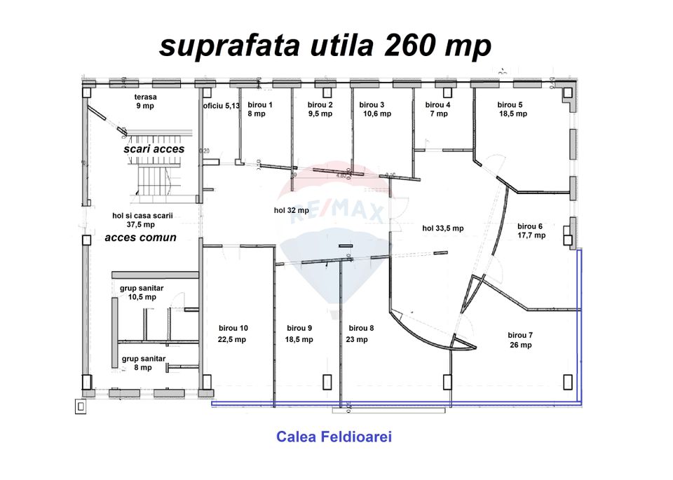 260sq.m Office Space for rent, Grivitei area