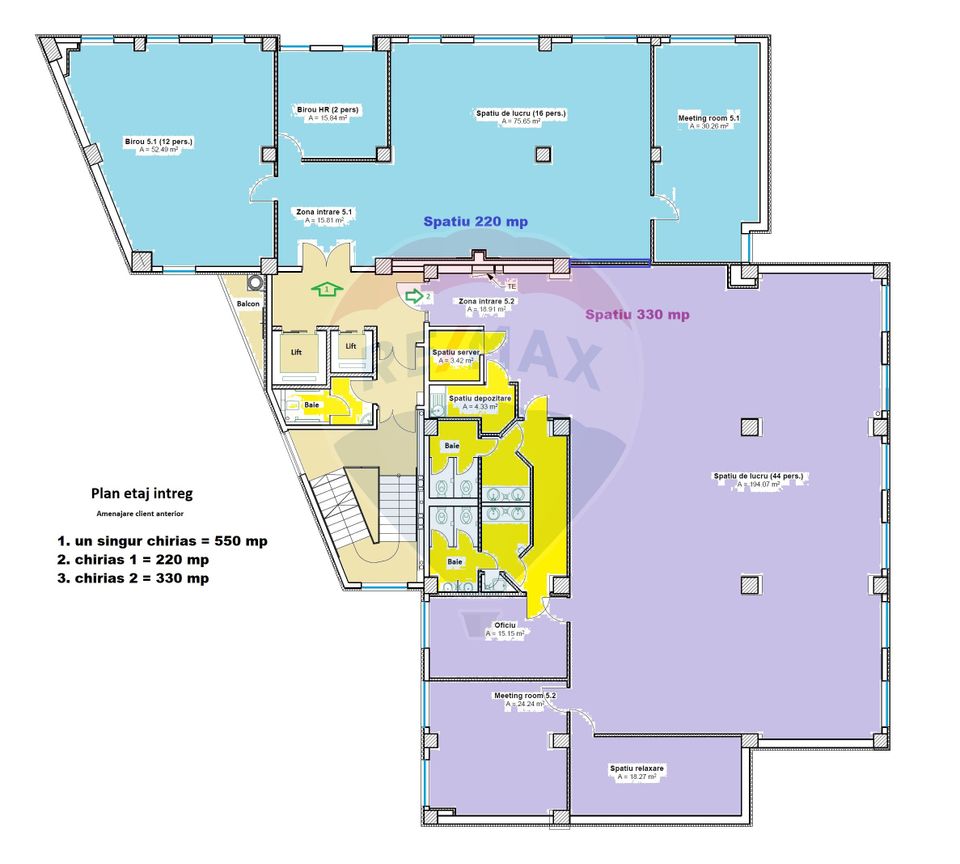 Spatiu birouri de inchiriat 220 - 330 mp Clasa A. Comision 0%