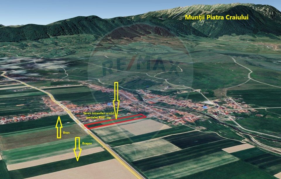 Teren intravilan, 8581 mp, la intrare în Bran, DN 73