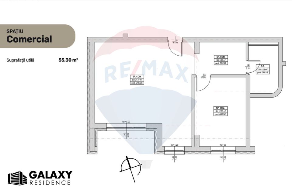 55.53sq.m Commercial Space for sale, Tractorul area