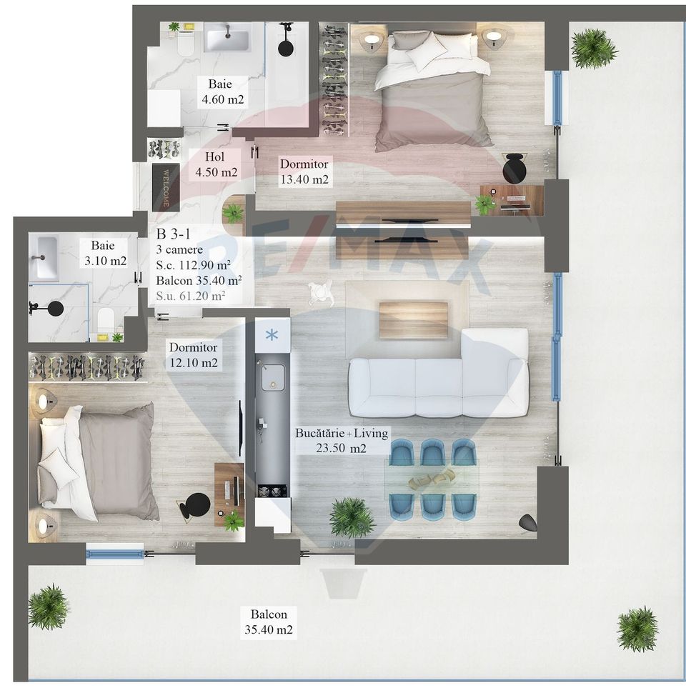 3 room Apartment for sale, Nord area