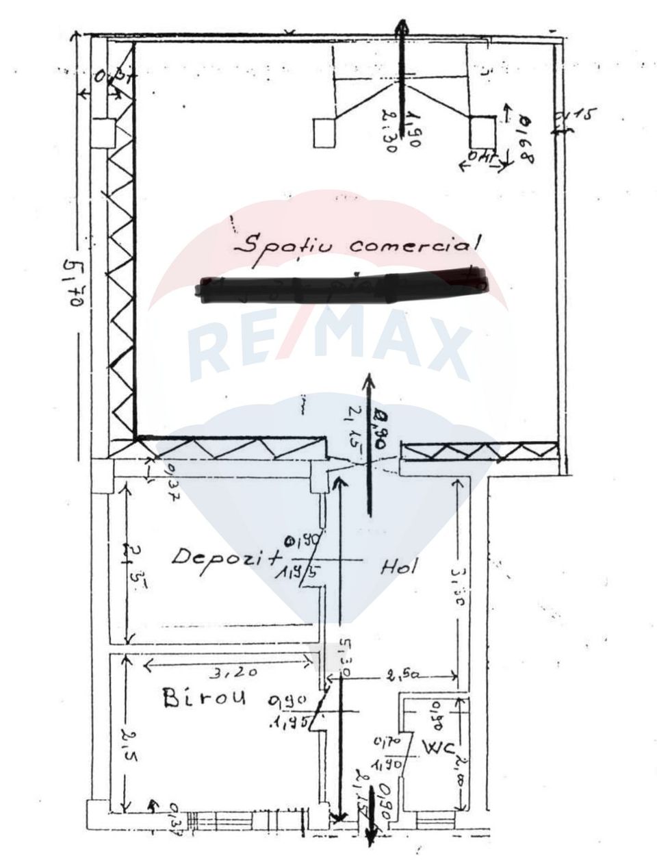 Spațiu comercial 82mp de închiriat , stradal , vitrina , str.Bucuresti