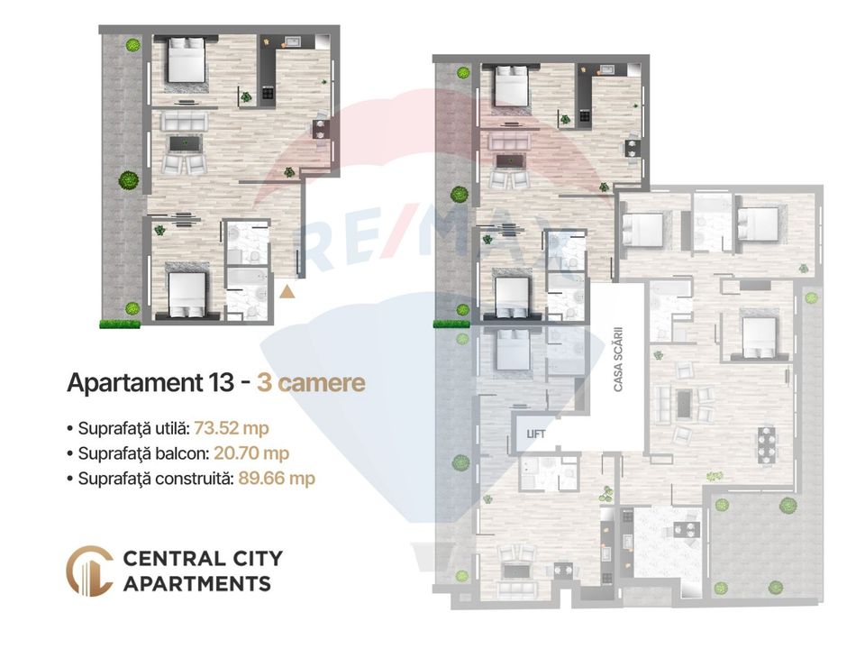 3 room Apartment for sale, Iosia-Nord area