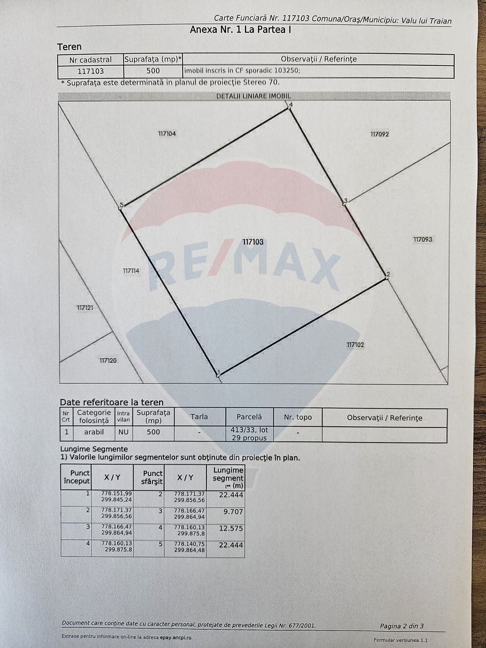 Land 500sqm Valu lui Traian / Strada Parcela 413/33