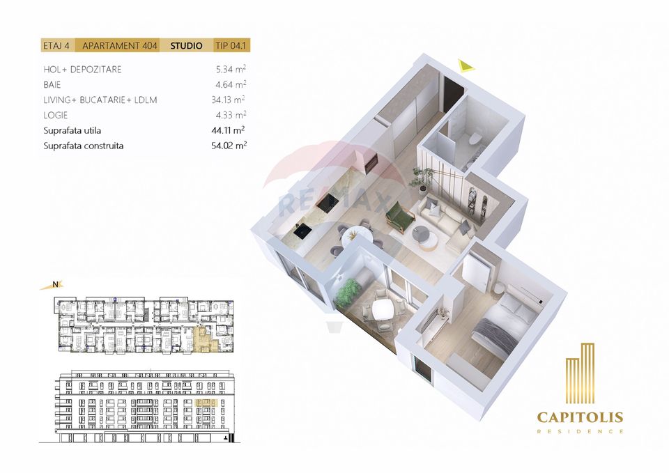 1 room Apartment for sale, Tractorul area