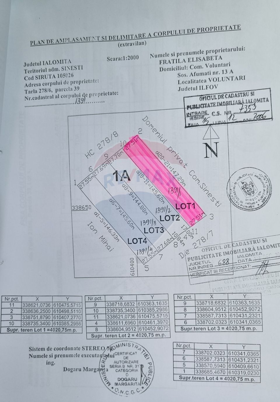 Teren 16.083 mp de vânzare – Sinești, sat Lilieci, Slobozia