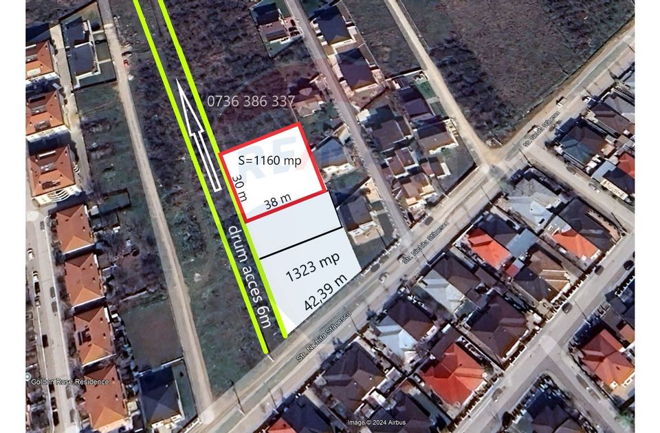 Teren intravilan Mogosoaia, 1160 mp, 30 m deschidere