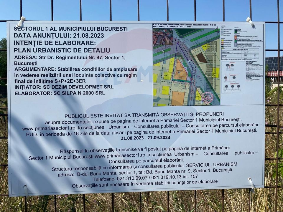 DE VANZARE Teren 1,525mp SISESTI / Drumul Regimentului