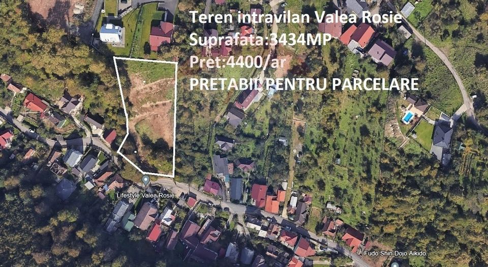 Teren intravilan  Valea Rosie 3434 mp (Parcelabil/Zona Superba)