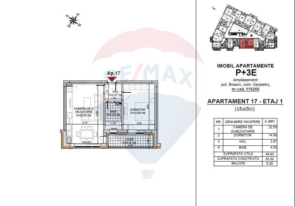 2 room Apartment for sale, Tractorul area