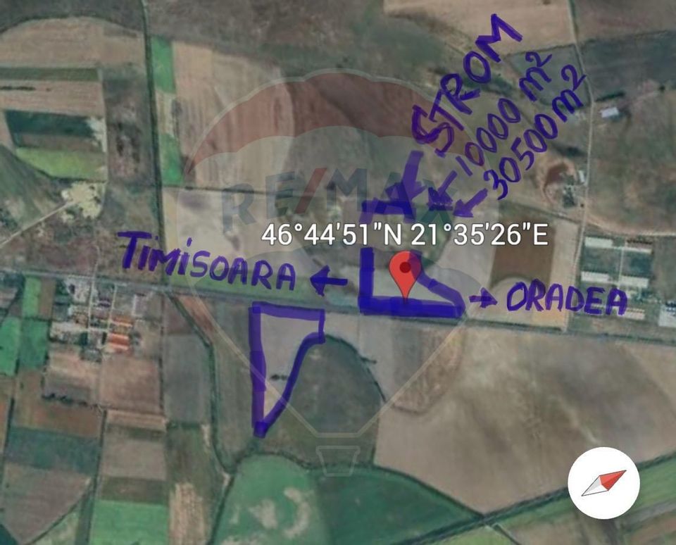 Teren intravilan 80500mp. aproape de nodul rutier de pe DX Oradea-Arad