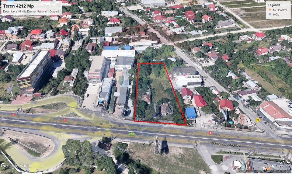 Teren de inchiriat Otopeni – 4212 mp cu deschidere 50 m la DN1