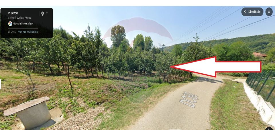 Teren intravilan 1.736 mp Chițești- Bogați (AG), deschidere la asfalt