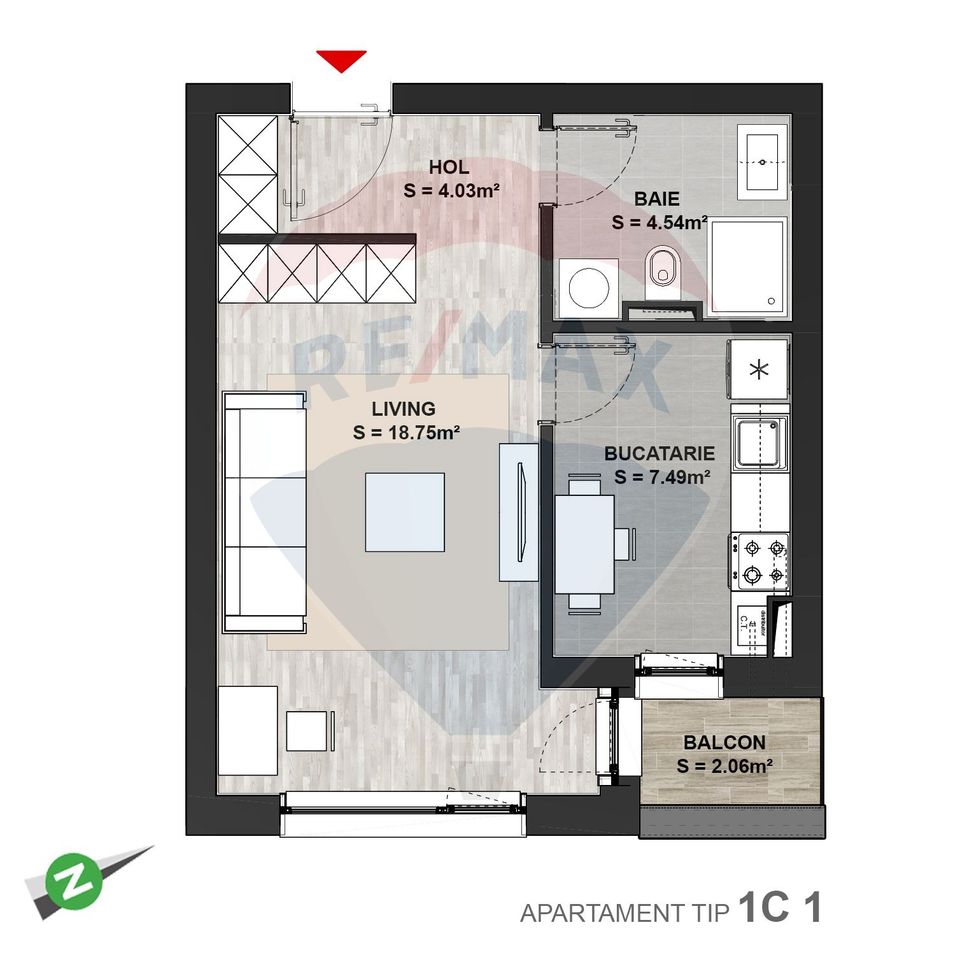 Apartament cu o cameră de vânzare în zona Noua