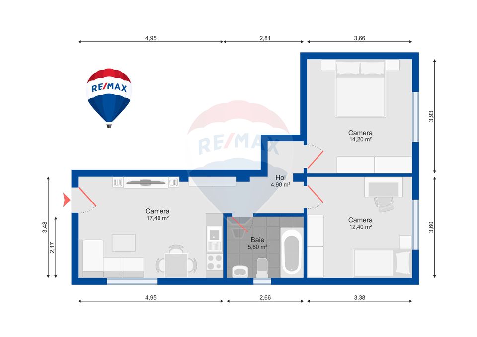 Apartament 3 camere, Dealuri, Doja, Spital Județean, Vânzare