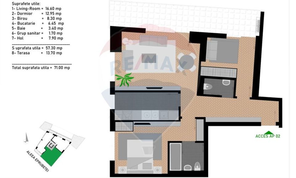 3 room Apartment for sale, Camil Ressu area
