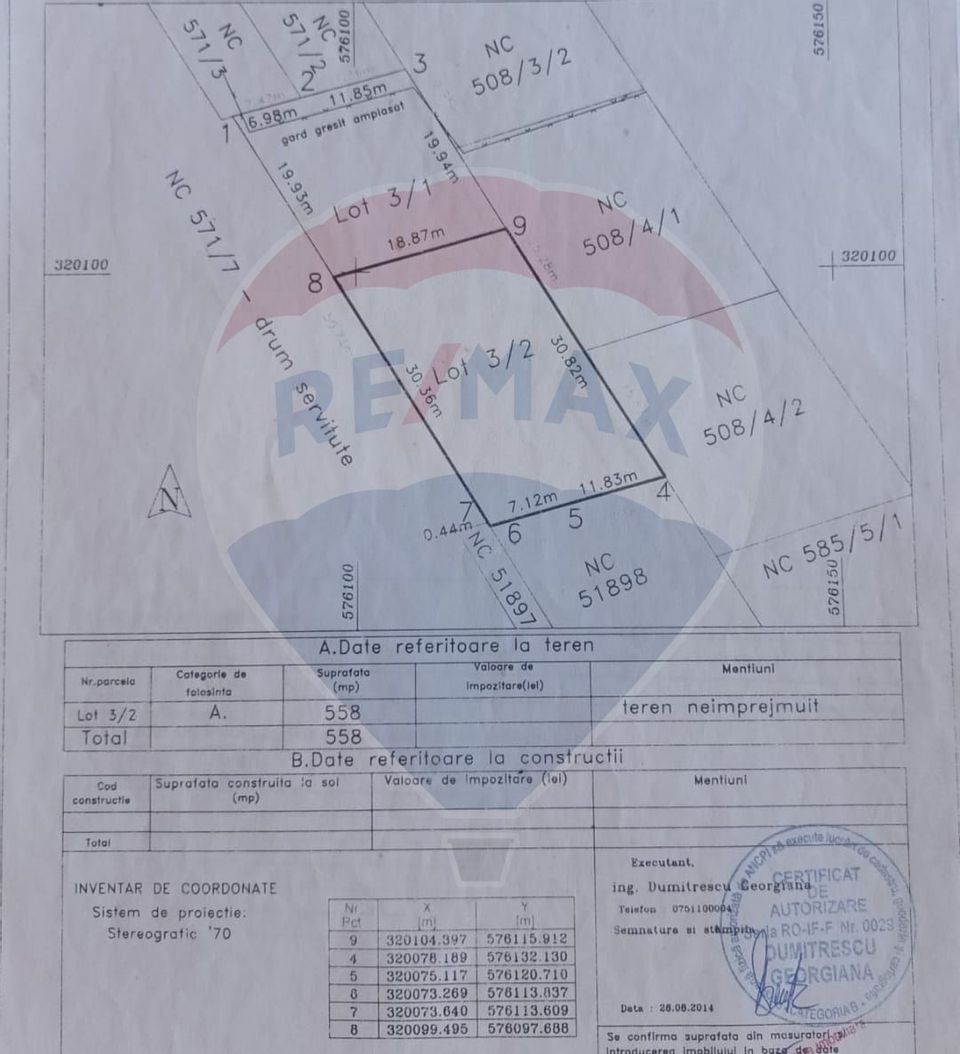 Teren de vanzare pentru casa Clinceni Intrarea Solariilor Ilfov 558mp