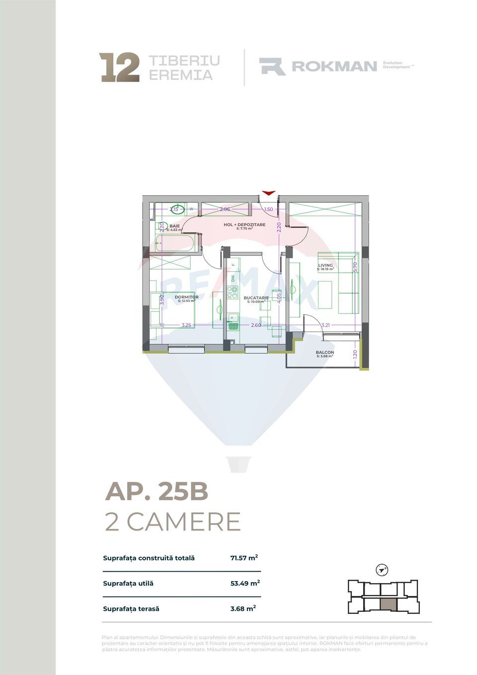 2 room Apartment for sale, Tractorul area