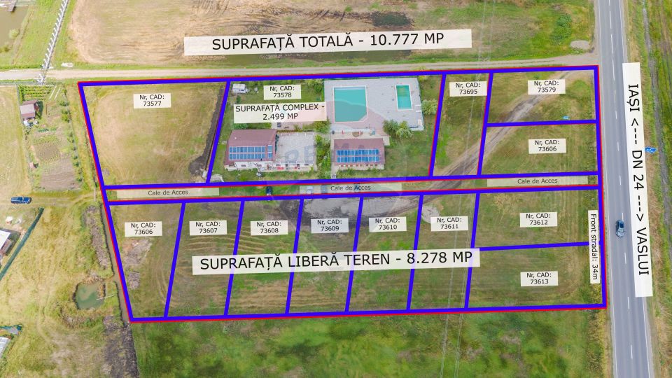 Teren Intravilan de Vânzare 4,000mp Deschidere la DN24 intrare Vaslui