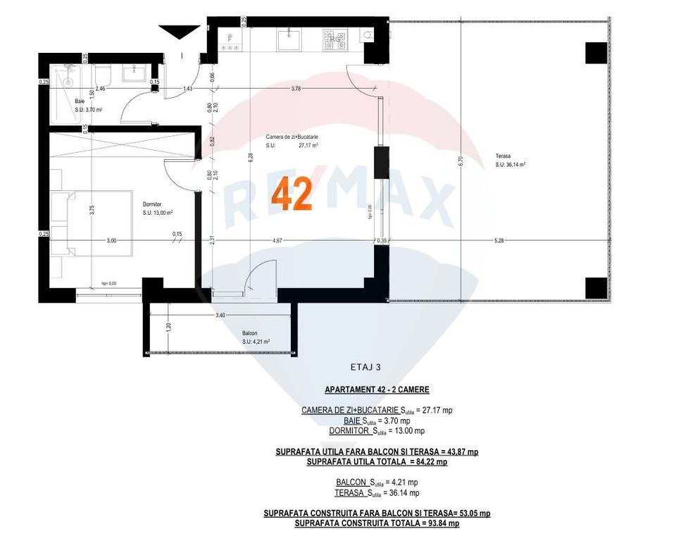 Apartament 2 camere cu terasa spectaculoasa de vanzare in Otopeni