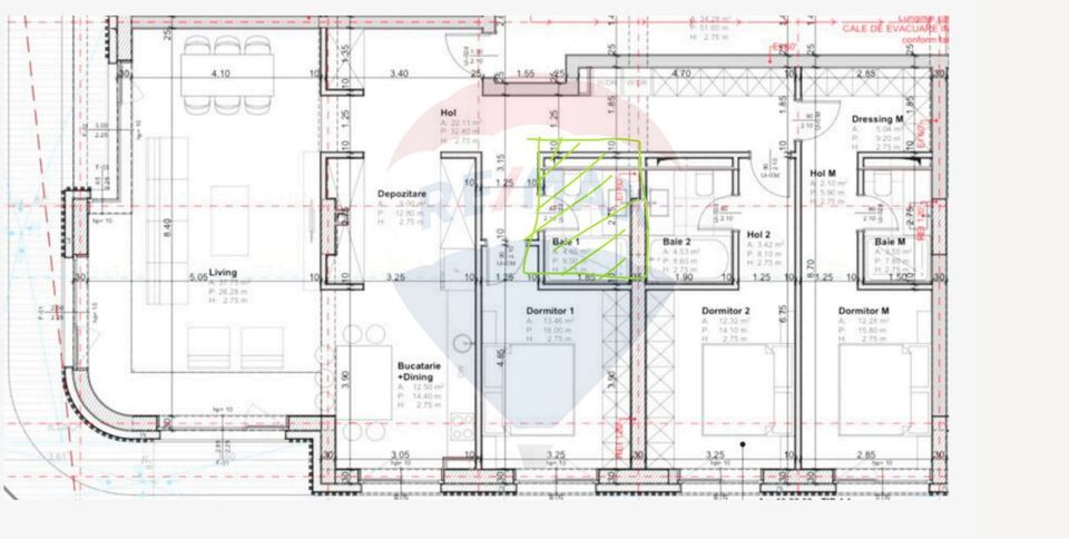 Apartament cu 3 camere de vânzare