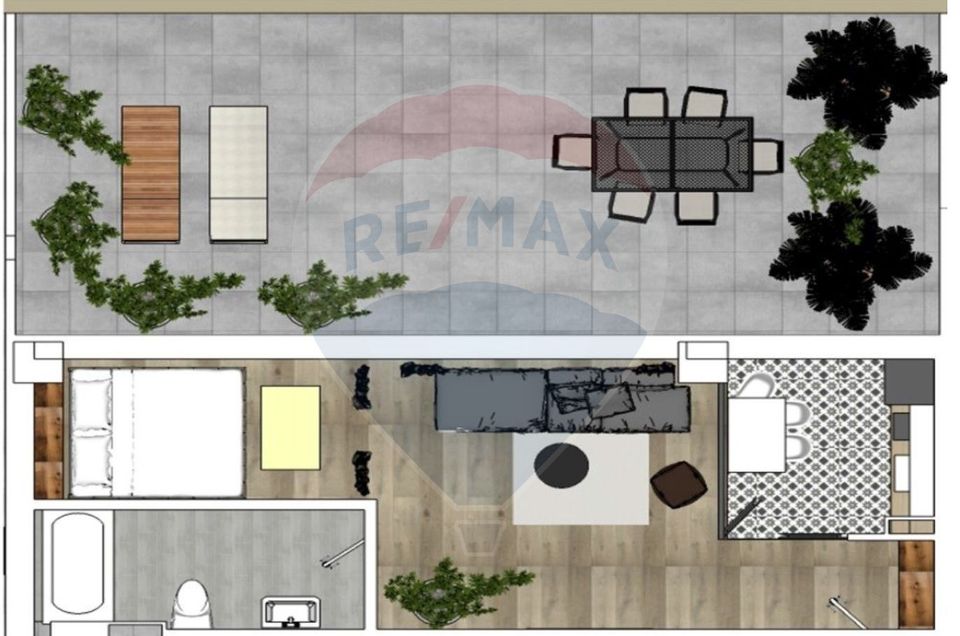 Apartament 2 camere tip studio cu terasă generoasă 50 mp prima locuire
